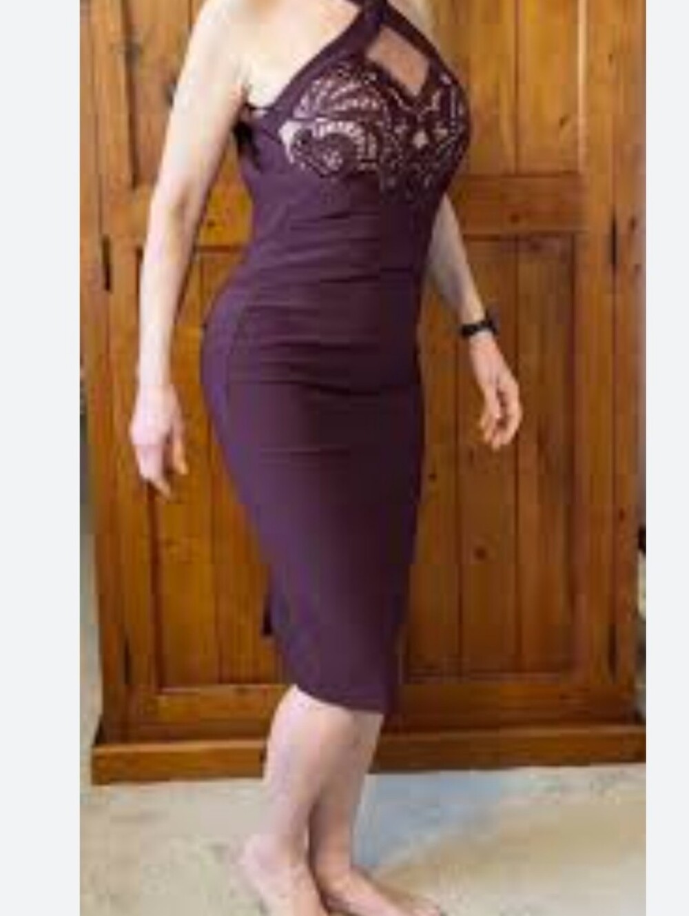 Lipsy Purple Xneck Midi Dress Us 14 Nwt